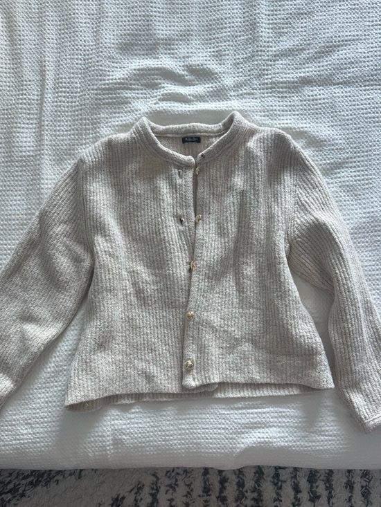 Massimo Dutti Sweaters - Massimo Dutti Cream Ribbed Button-Front Cardigan wool blend